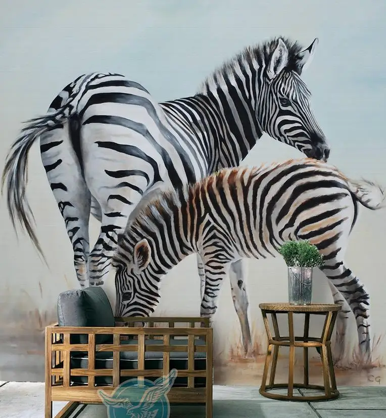 

European 3D Wallpaper Custom non-woven Painting Wallpaper For Living room Bedroom Modern zebra TV Desktop Wallpaper