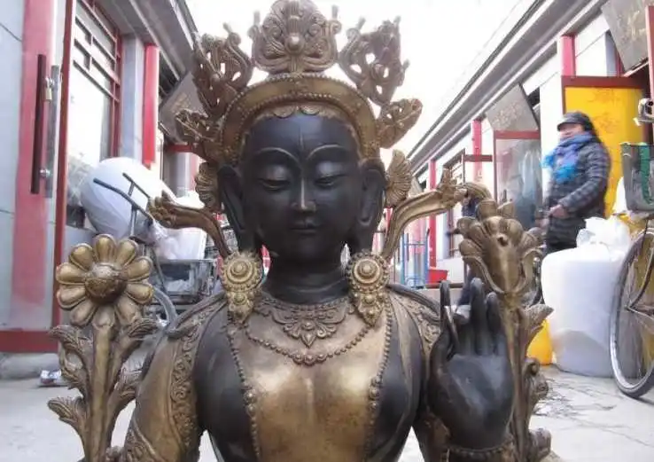 

32"Huge Tibet Buddhism Bronze Seven Eye White TaRa Bodhisattva Buddha Statue