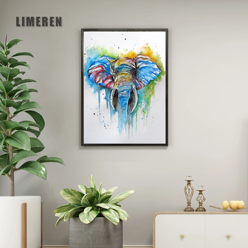 

Watercolor Abstract Elephant Canvas Art Print Painting Poster Wall Pictures For Wall Art Home Decor Decoration Pictures L001
