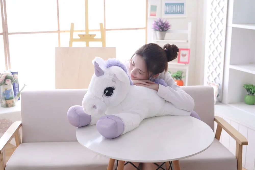 Brinquedos de Pelúcia Brinquedo de Cavalo de Pelúcia Unicórnio Branco Gigante Macio Unicornio Peluche Boneca Presente Crianças Foto Adereços 85 cm - 100 7 85 cm100 cm unicórnio branco brinquedos de