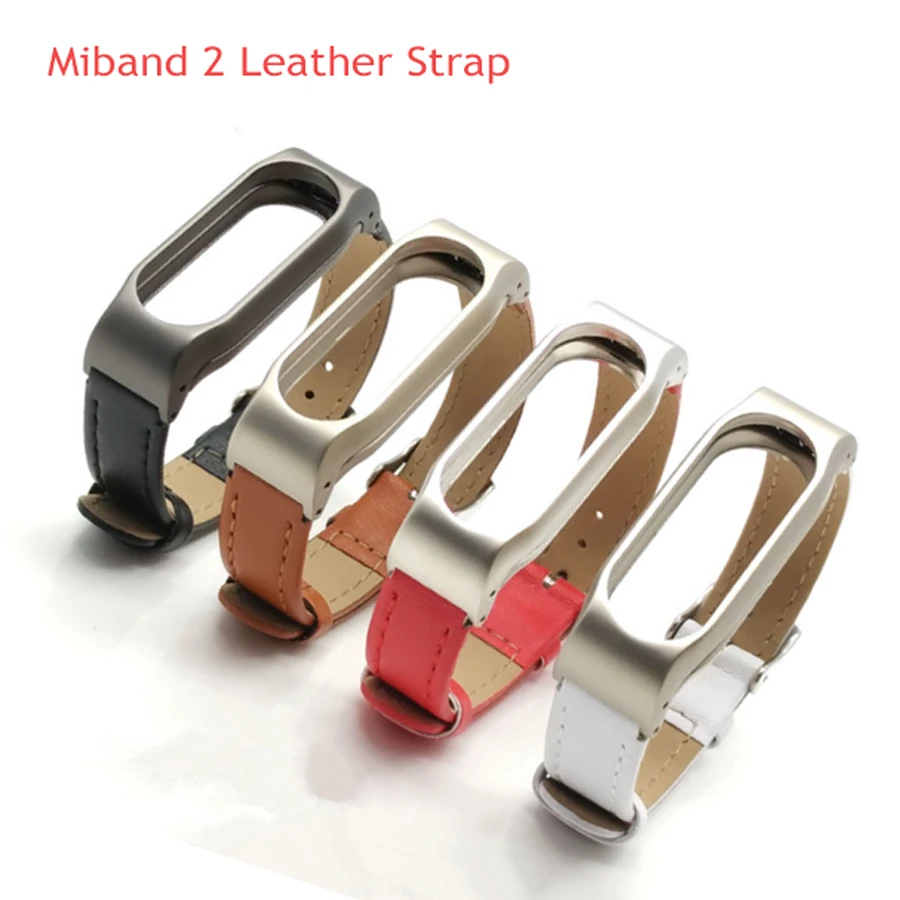 Adjustable for Xiaomi Mi Band 2 Smart Band Leather Strap Wrist Strap Miband 2 Bracelet Stainless
