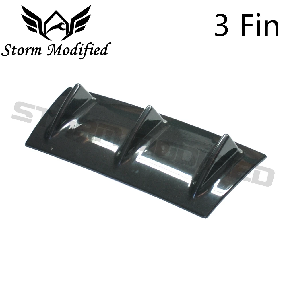 

SuTong Universal Car Rear Bumper Lip Diffuser 3 Fin Gloss Black ABS Plastic Car-Styling Rear Bumper Lip Diffuser