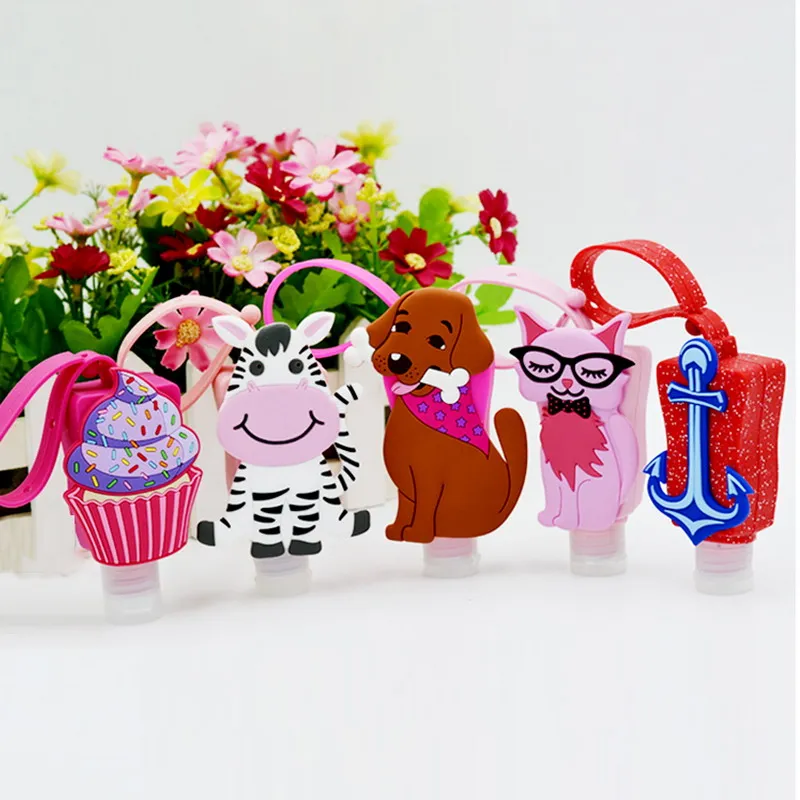 

30ml Cute Creative Cartoon Animal Bath Body Works Silicone Portable hand soap Hand Sanitizer Holder With Empty Bottle
