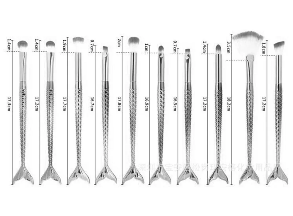 Кисти для макияжа 11 шт. хвост русалки основа для макияжа бровей подводка для глаз Румяна Косметические консилеры кисти