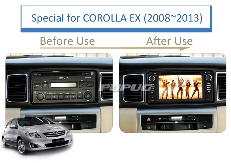 Clearance FREE rear camera+ 2 din GPS Car Stereo Radio for Toyota Corolla Ex 2008 2009 2010 2011 2012 2013 DVD Player Bluetooth ipod FM/AM 2