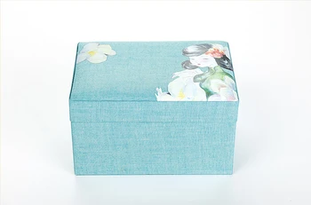 

BX003 17*12*11cm Chinese vintage Handmade Linen printed beauty Jewelry Storage box display case