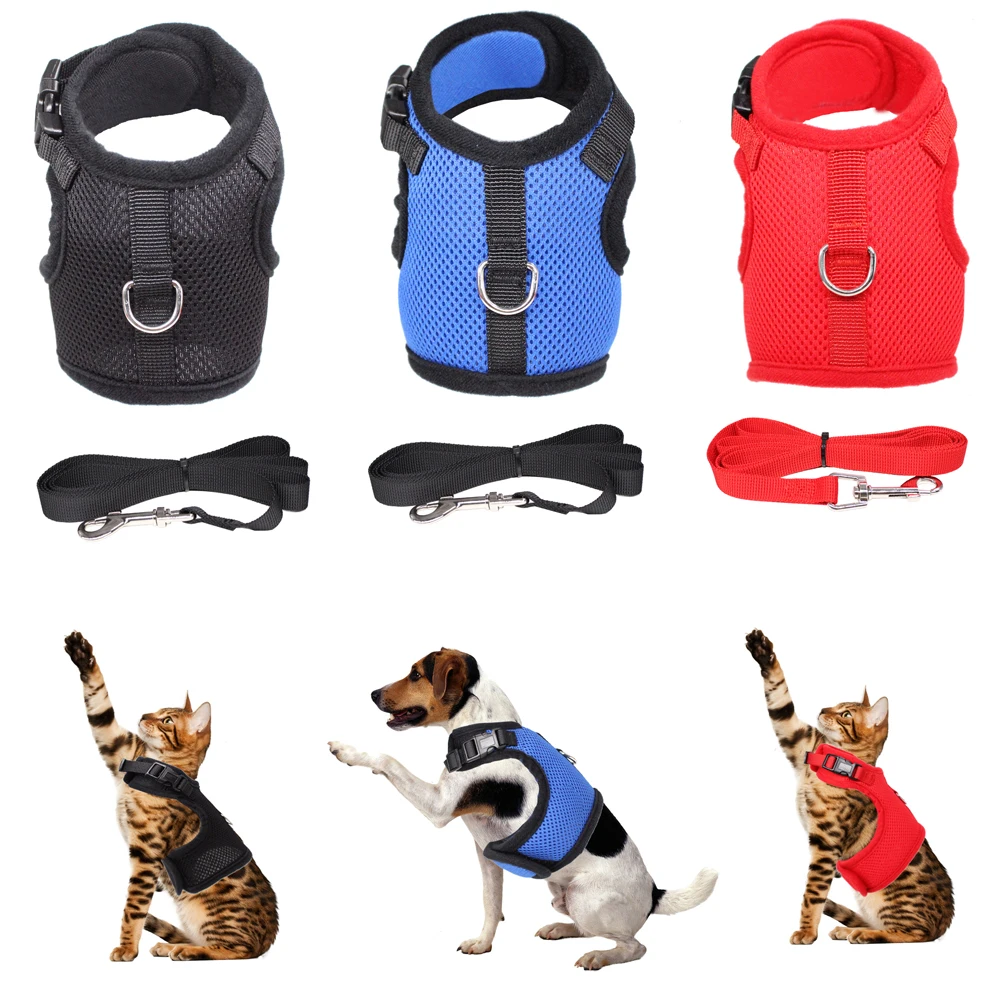 Cat breathable mesh harness and leash set pet cats harness small dog