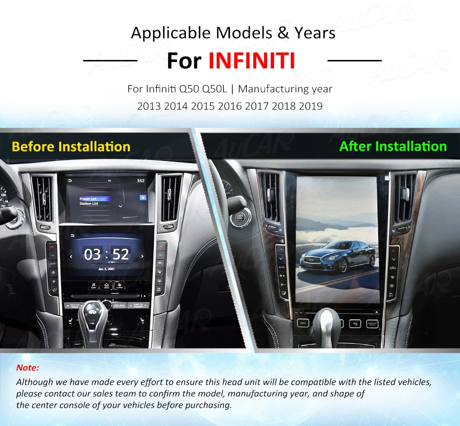 Best AuCar Tesla Android 8.1 12.1" screen car radio  gps navigation for Infiniti Q50 Q50L Q60 car multimedia stereo player 7