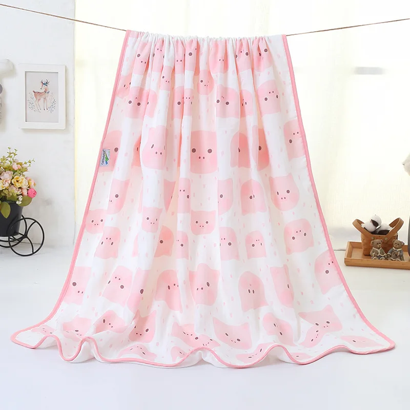 

Comfortable Cartoon Cotton Baby Blanket Baby Bath Towel Gauze Blanket Summer
