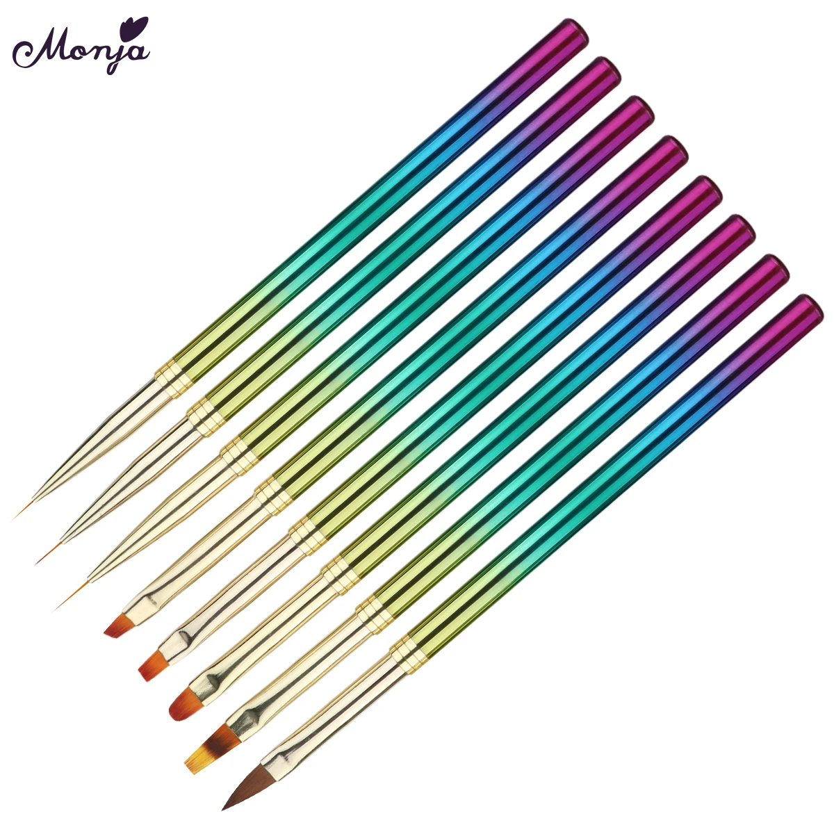 

Monja 8 Style Nail Art Poly UV Gel Extension Builder Acrylic Liquid Powder Brush Lines Stripe Liner Drawing Pen Manicure Tool