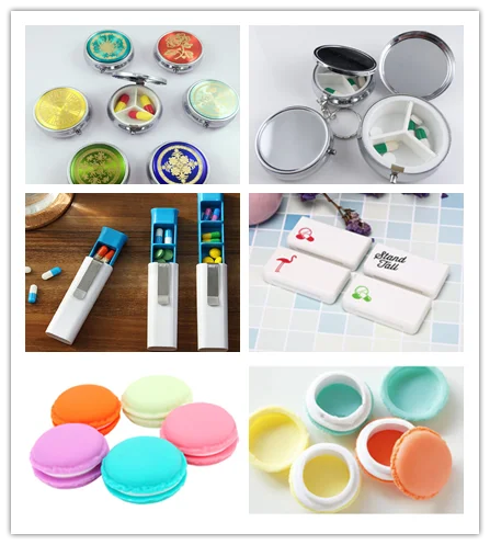 

1PCS 3 Grids Or 1 Grid Metal Round Plastic Flower Print Folding Pill Case Medicine Organizer Box Travel Makeup Storage Container