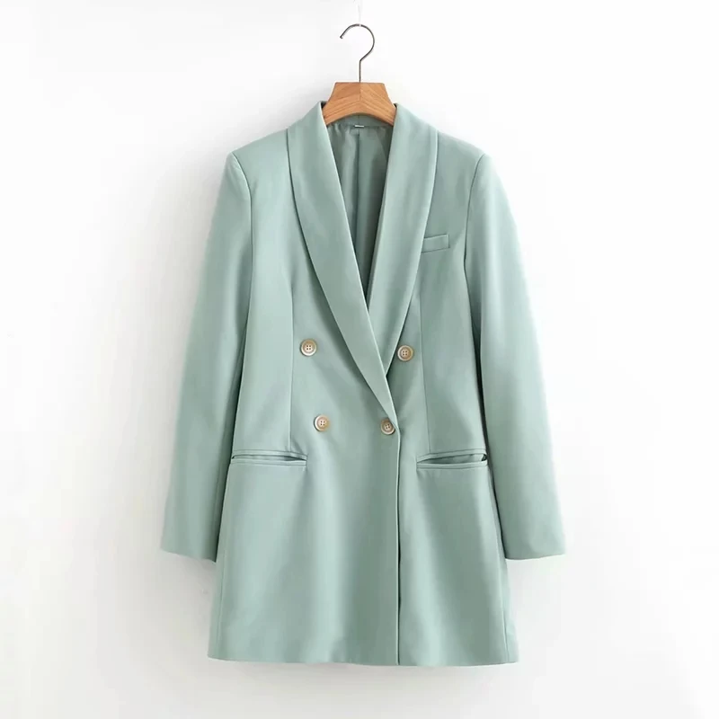 Klacwaya elegant women blazer suit office ladies fashion blazers notched collar jackets girls casual Solid color suits