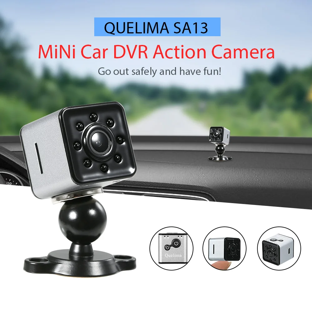 

Quelima SQ13 Mini 1080P FHD Car DVR Camera Support App Control Via WIFI,Black