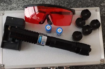 

Most Powerful Blue laser pointer Military 500000m 5000w 450nm Flashlight Lazer Light Burning match/black/Burn cigarettes+Glasses