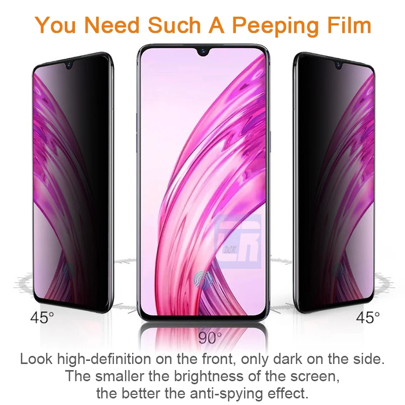 Антишпионское закаленное стекло с полным покрытием для Samsung Galaxy A50 A30 M20 M10 J4 J6 Plus 2018