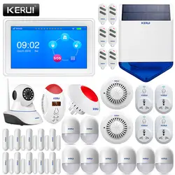KERUI K7 7 дюймов TFT Цвет Дисплей WI-FI GSM охранной сигнализации Системы Smart WI-FI Socket 720 P IP Камера дым детектор приложение Управление