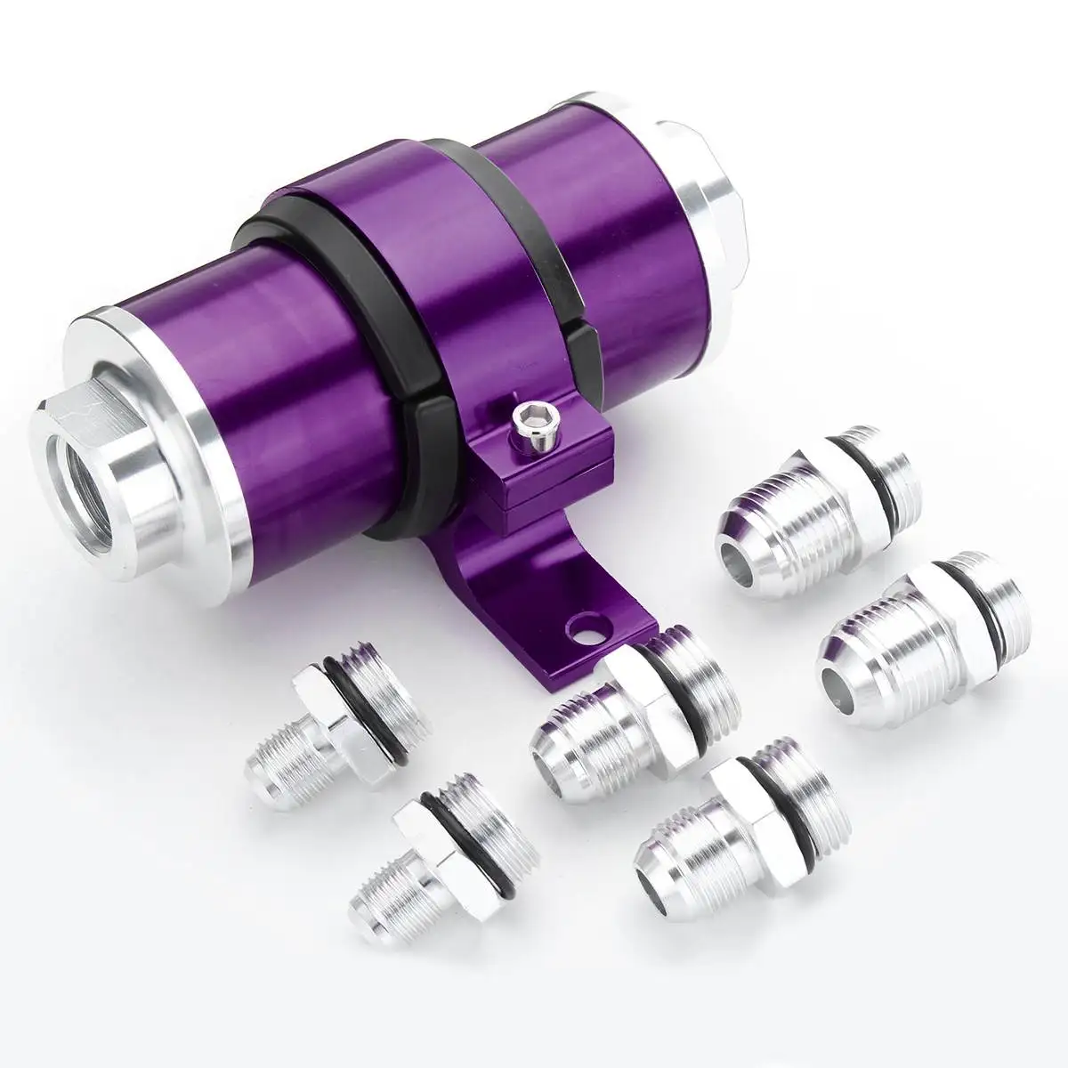 30 микрон заготовка с высоким потоком Инлайн мазута бензиновый фильтр+ кронштейн AN6 AN8 AN10 - Цвет: Фиолетовый