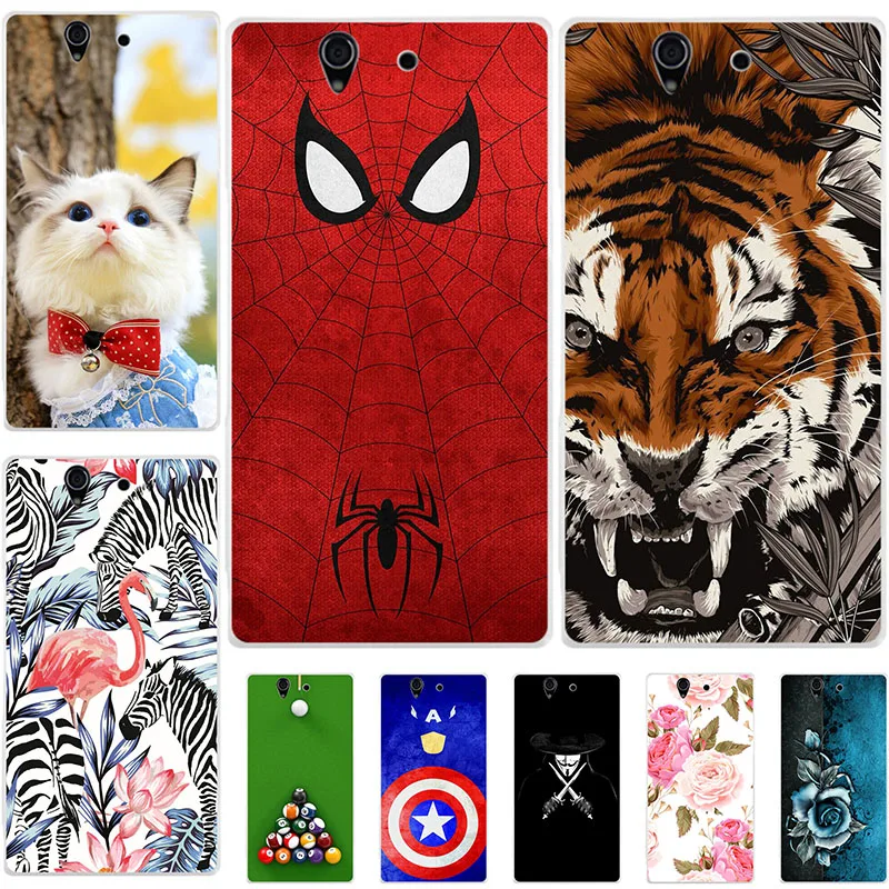 

Lovely Cartoon Phone Cases For Sony Xperia Z L36h C6603 C6602 Case Animal Cat Pattern Cover Printed Coque Fundas