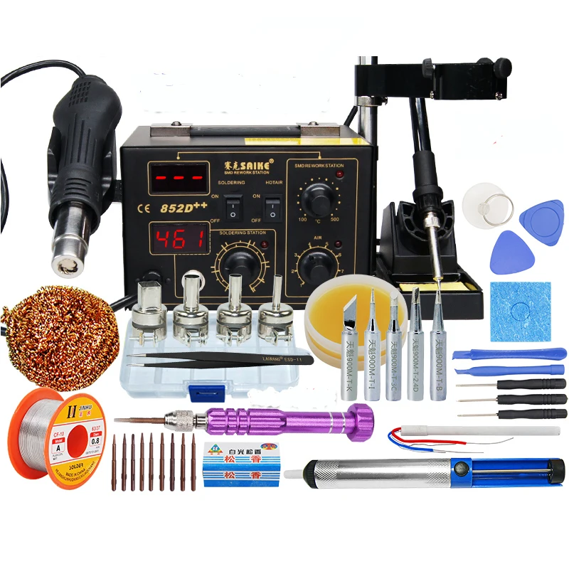 

BGA Rework Station Hot Gun Soldering Station Saike 852D++ 2 in 1 220V or 110V Iron Solder Soldering Heat Gun