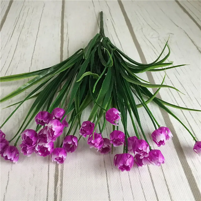 23 Heads Mini Tulips bouquet plastic Artificial Flower for spring home wedding decoration white tulip fake flowers prom decorations 13 37