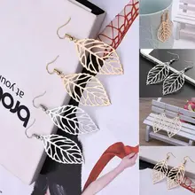 Mới Thời Trang Phụ Nữ Lá Hình Dạng Mặt Dây Chuyền Dangle Earrings Drop Tuyên Bố Bông Tai Đồ Trang Sức(China)