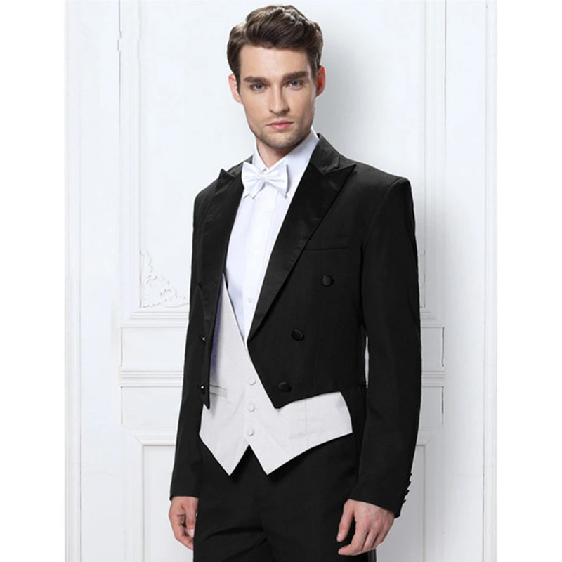 Heisser Schwarz Italienischen Herren Frack Hochzeit Anzug Manner Beste Mann Set Drei Stuck Brautigam Hochzeit Anzug Kurze Jacke Weisse Weste Manner S Anzuge Aliexpress