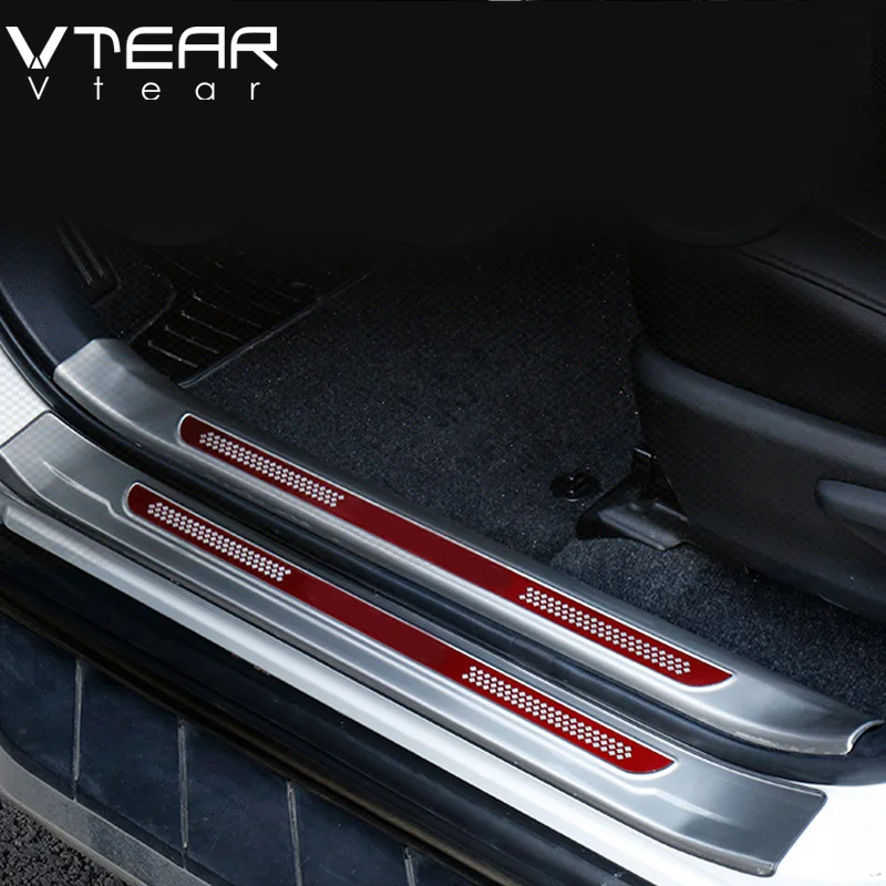 Vtear For Toyota RAV4 RAV 4 2013 2018 Stainless Steel Inside Door Sill Protector Pedal Scuff