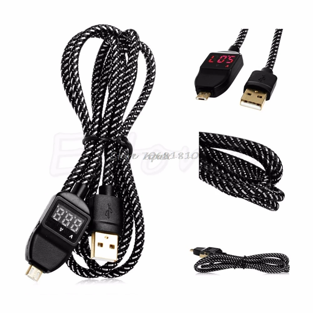 

1.2M Smart Voltage Current LED Display Micro USB Sync Data Fast Charging Cable Z09 Drop ship