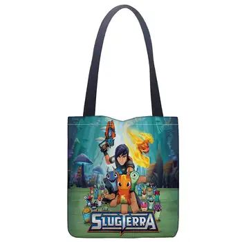 

Slugterra Custom Tote Bag For Women Canvas Fabric Bags Eco Reusable Shopping Bags Traveling Beach Casual Useful Shoulder Bag