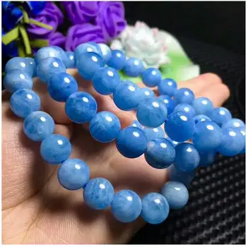 

Natural Blue Aquamarine Gemstone Crystal Round beads Bracelet 11-10.3mm AA