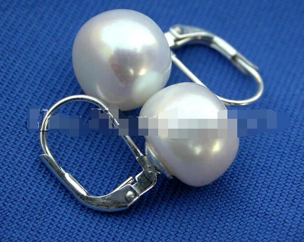 

free shipping 12854 white round freshwater pearl earring