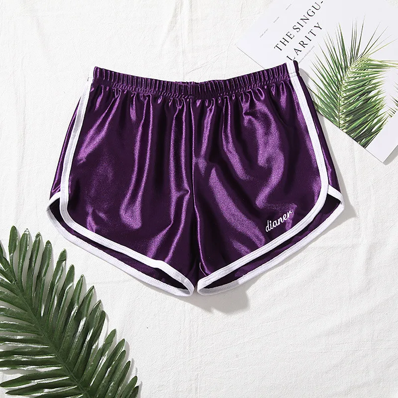 Хлопковые женские короткие штаны с эластичной резинкой на талии, женские летние Пижамные штаны, шорты, яркие цветные универсальные шорты, короткие женские пижамные штаны - Цвет: Purple1