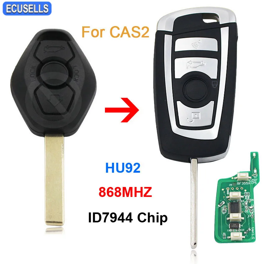 Изменение складной флип удаленный ключевой автомобиль Smart Key Fob обновление для BMW 1 3 5 6 серии X5 CAS2 868 мГц ID7944 чип HU92 режиссерский лезвие