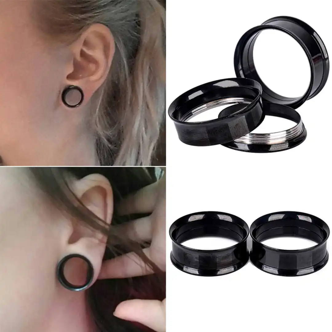 Pair of Internal Screw 316L Surgical Steel Double Flared Saddle Piercing Jewelry Stretcher Ear Plug Earring Lobe flesh Tunnel Pair of Internal Screw 316L Surgical Steel Double Flared Saddle Piercing Jewelry Stretcher Ear Plug Earring Lobe flesh Tunnel