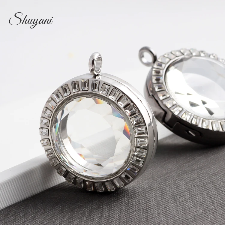 5pcs/lot Fashion Mix colors Big 33mm Round Floating Locket Rhinestone