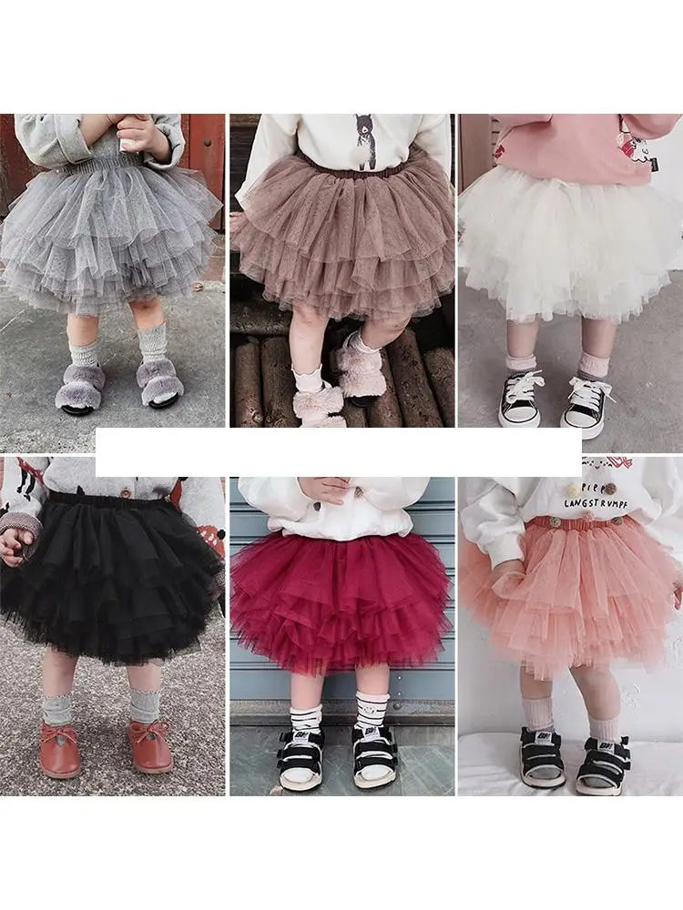 Весенняя юбка-пачка принцессы для девочек, многослойная трикотажная юбка, детская одежда ярких цветов