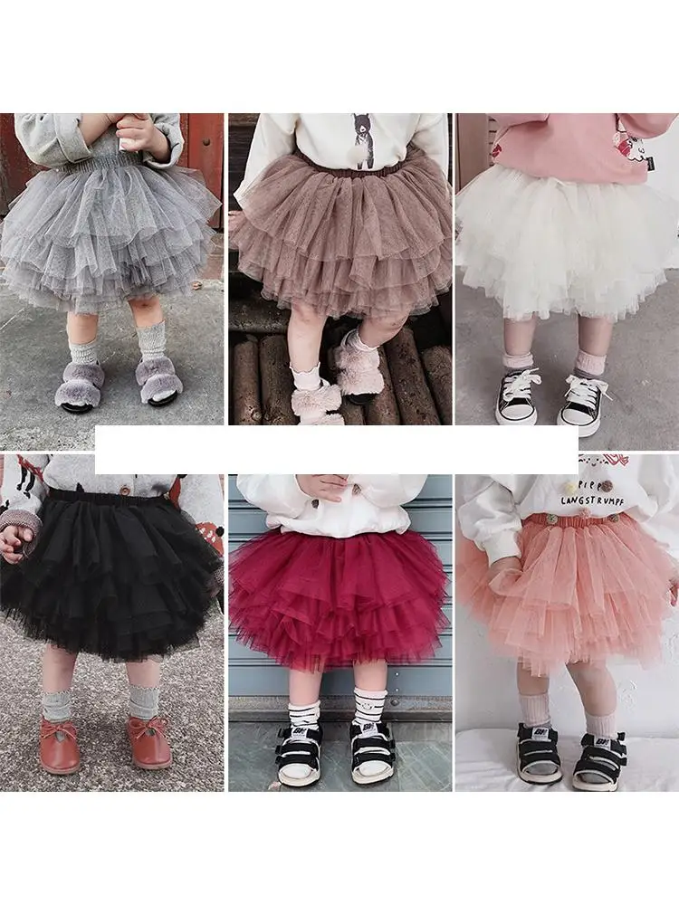 

2019 Girl Spring Princess Tutu Skirt Baby Multi Layers Yarn Skirt Children Clothes Candy Colors