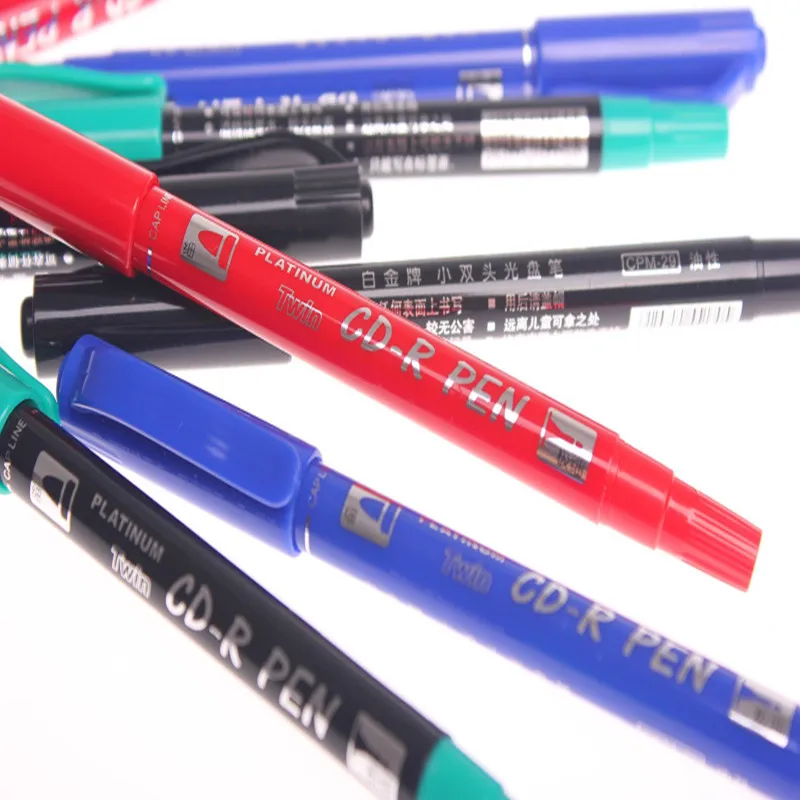 

[PLATINUM ] CPM-29 Twin Marker Oily Fine Line Pen 4 Color Marker Red / Black / Blue / Green 10 Pcs