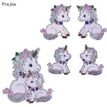 

Prajna New Unicorn Sequined Patches Colorful Rainbow Stickers On Clothes Sewing On Patches For Clothing DIY Applique On T-shirts