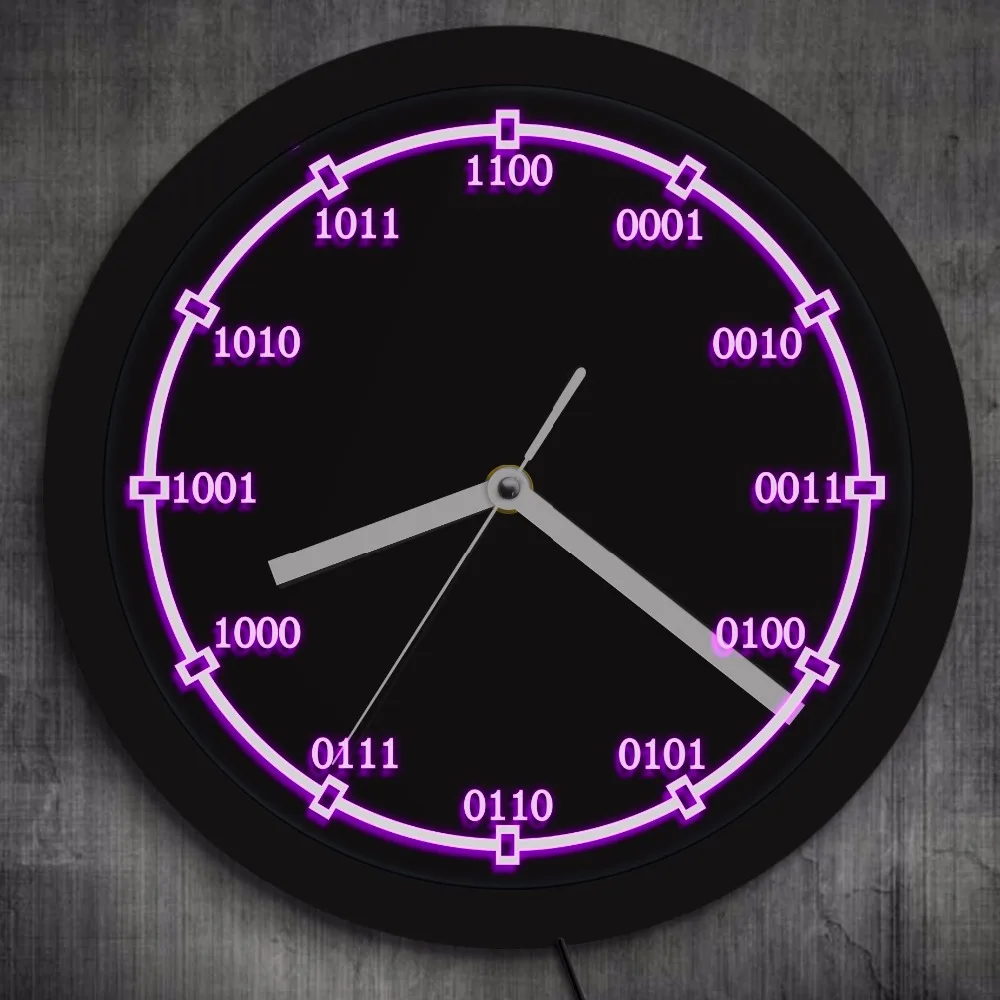 Binary Code Decorative Wall Clock With LED Backlight Math Numbers