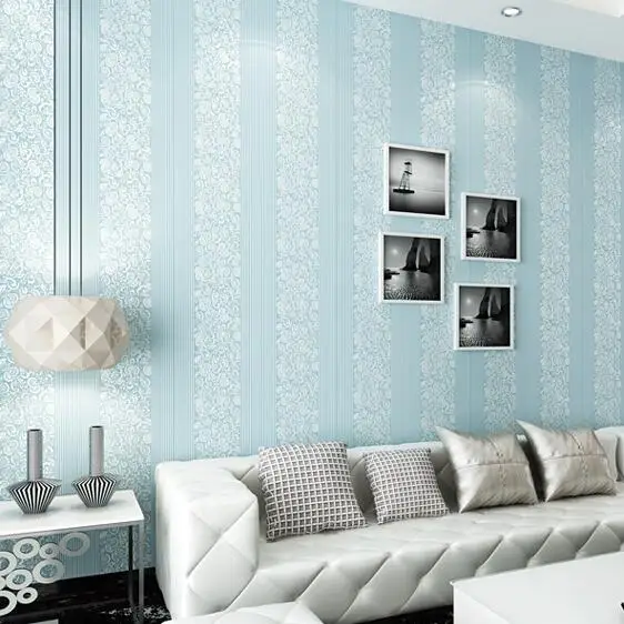 10M Home Improvement wall paper modern Fashion Non-woven Flocking Wallpaper Rolls for bedroom background wall 5 Colors R19