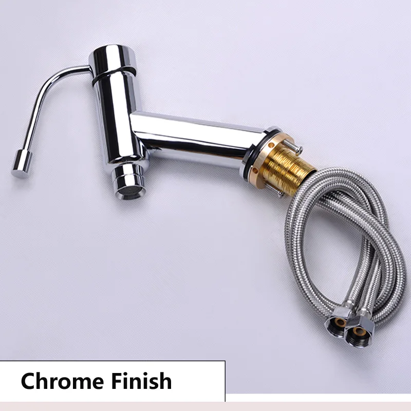 Poiqihy Chrome True латунь Ванная комната смеситель на бортике Для ванной смесители одной ручкой одно отверстие смесителя
