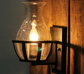 

European-style iron oil wall lights/lamps retro style loft restaurant corridor aisle living room balcony home lighting ZA GY276