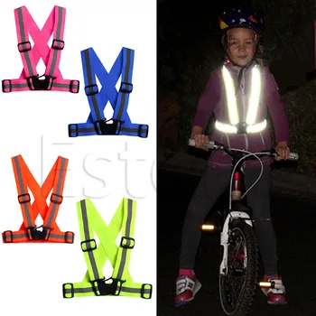

Hot! Sport Kids Adjustable Safety Visibility Reflective Stripes Vest Night Running Orange/Hot Pink/Green/Royal Blue