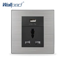 Универсальный 3 Контактный Разъем С Usb Порт Wallpad Роскошные Розетки USB Зарядное Устройство Стены Электрической Розетки 5 В 1000MA