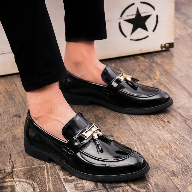 men formal dress shoes luxury brand tassel metal slip on oxford shoes for men italian leather male footwear classic dress flats (10)