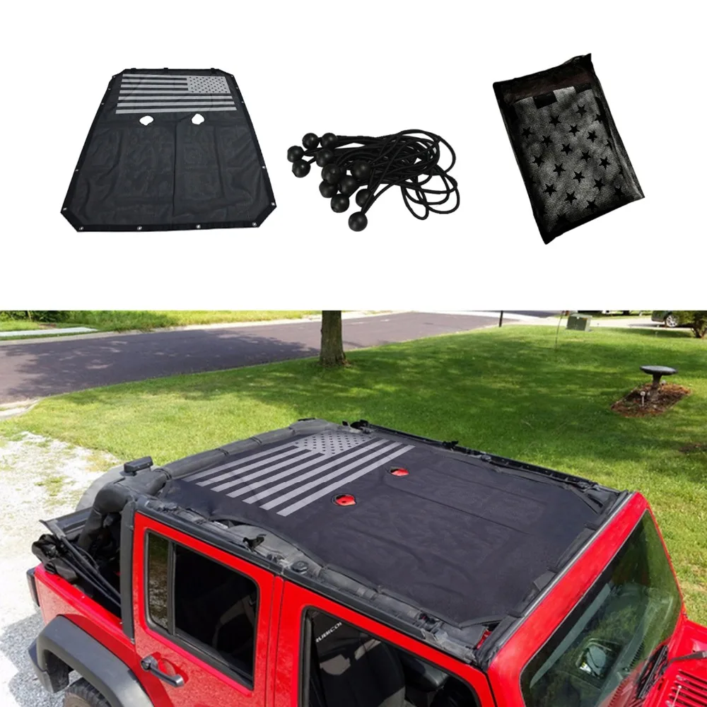 Лидер продаж полиэстер сетка солнцезащитный козырек покрытия на крышу УФ Защита для 2007- Jeep Wrangler JK 2 двери 4 двери Передняя верхняя часть