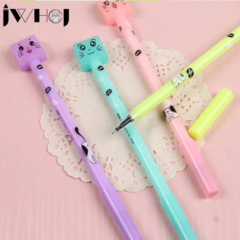 4 шт./лот милая светящаяся гелевая ручка для кошек материал escolar kawaii Канцтовары
