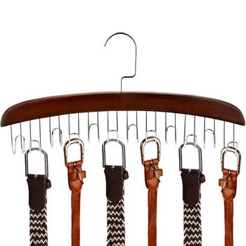 

LIYIMENG Wardrobe Storage Wood Racks with Stainless Steel Hooks Closet Accessories Ties Organizer Hanger Scarf Rack