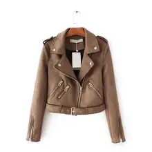 Европа и США новинка Женская Новая тонкая замшевая куртка на молнии короткая женская куртка